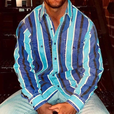 Ravino - Striped Long Sleeve Shirt for Men