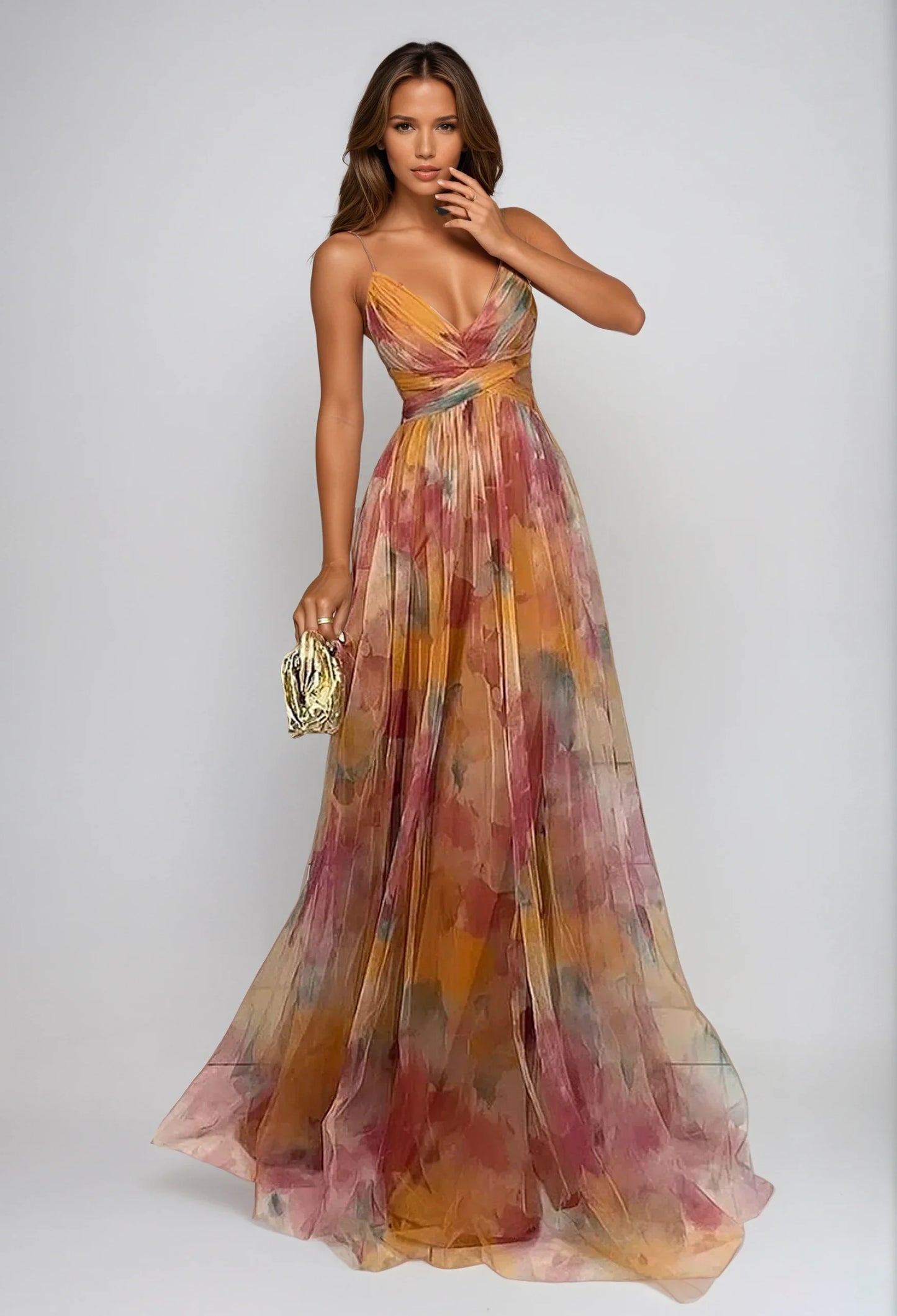 Floral Chiffon Maxi Dress - Almara