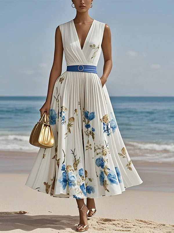 Plissé floral ceremony dress – Altivaro