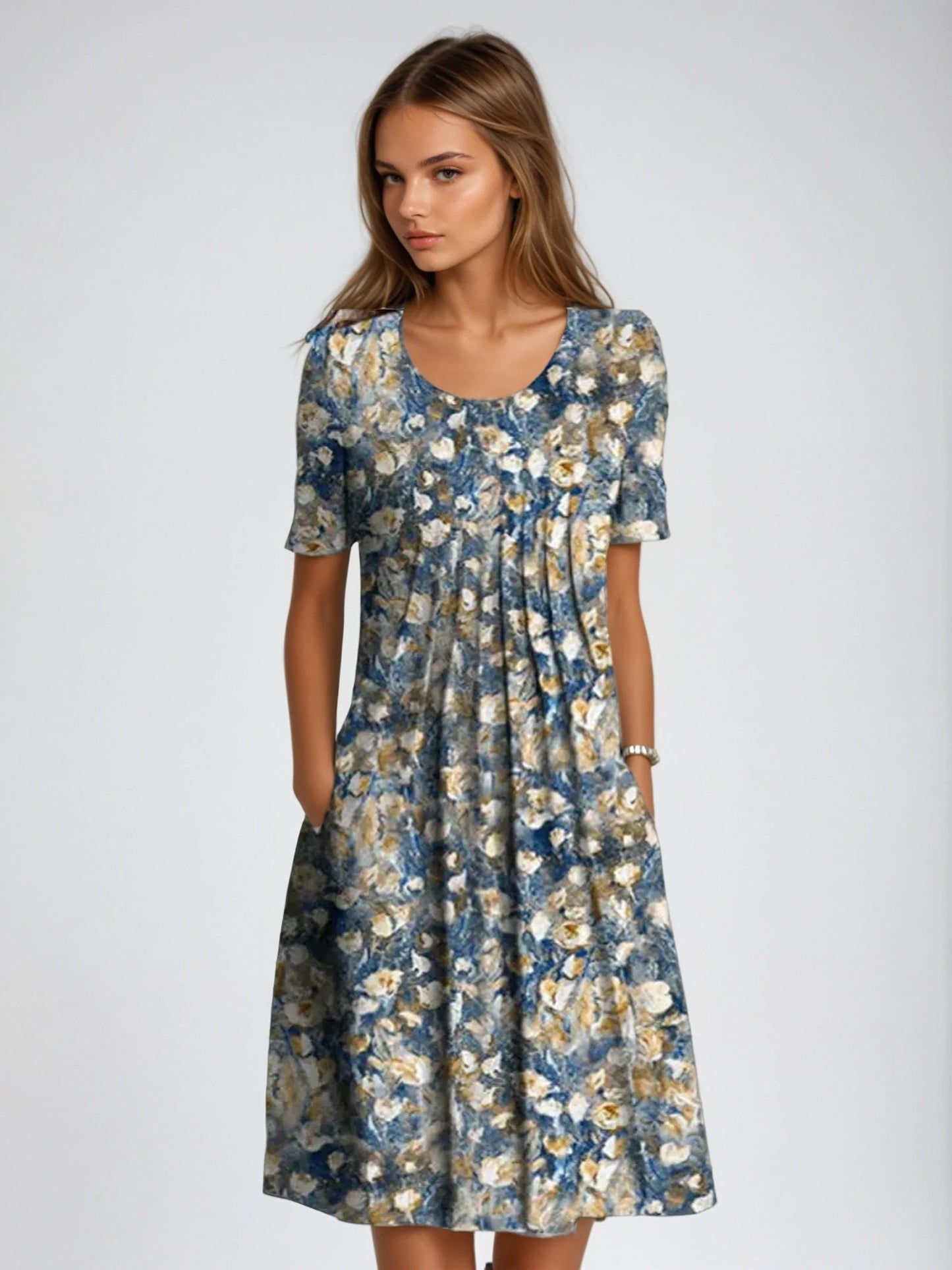 Short Sleeve Floral Midi Dress – Zeyra