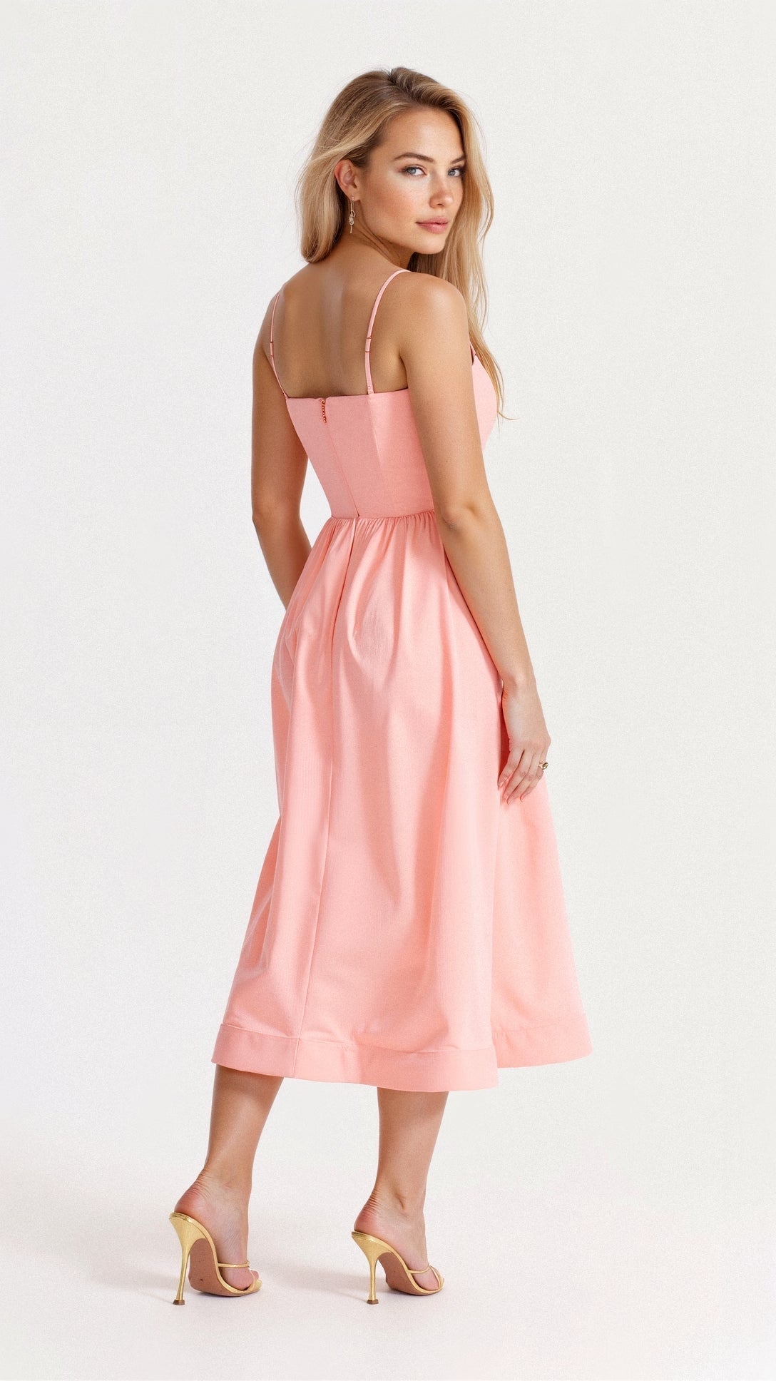 Spaghetti strap A-line midi dress – Almira