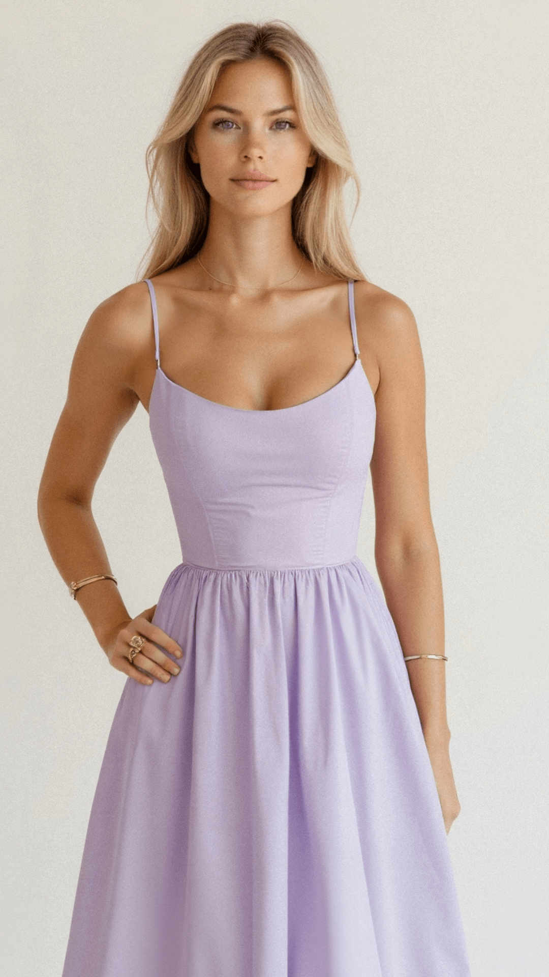 Spaghetti strap A-line midi dress – Almira