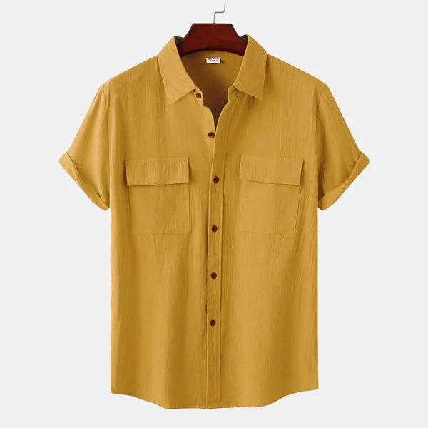 Caden Men's Shirt | Cotton-Linen Blend, Short Sleeve 10
