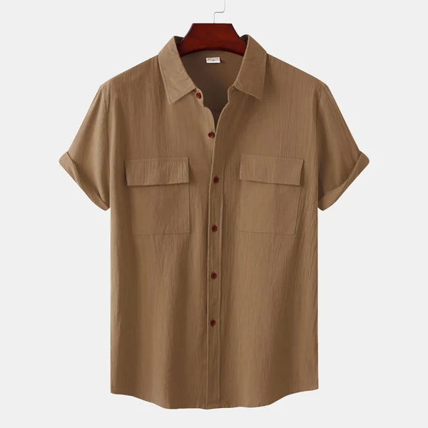 Caden Men's Shirt | Cotton-Linen Blend, Short Sleeve 15