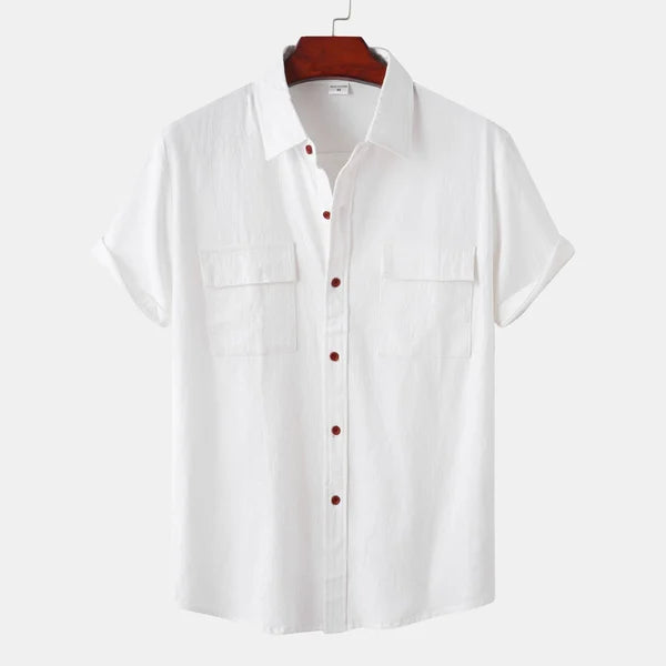 Caden Men's Shirt | Cotton-Linen Blend, Short Sleeve 6