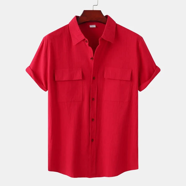 Caden Men's Shirt | Cotton-Linen Blend, Short Sleeve 8