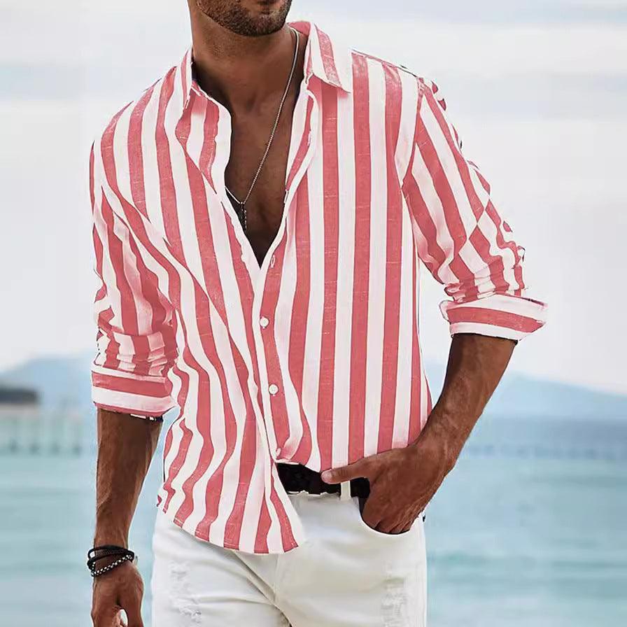 Striped cotton-linen button-up shirt – Carwin