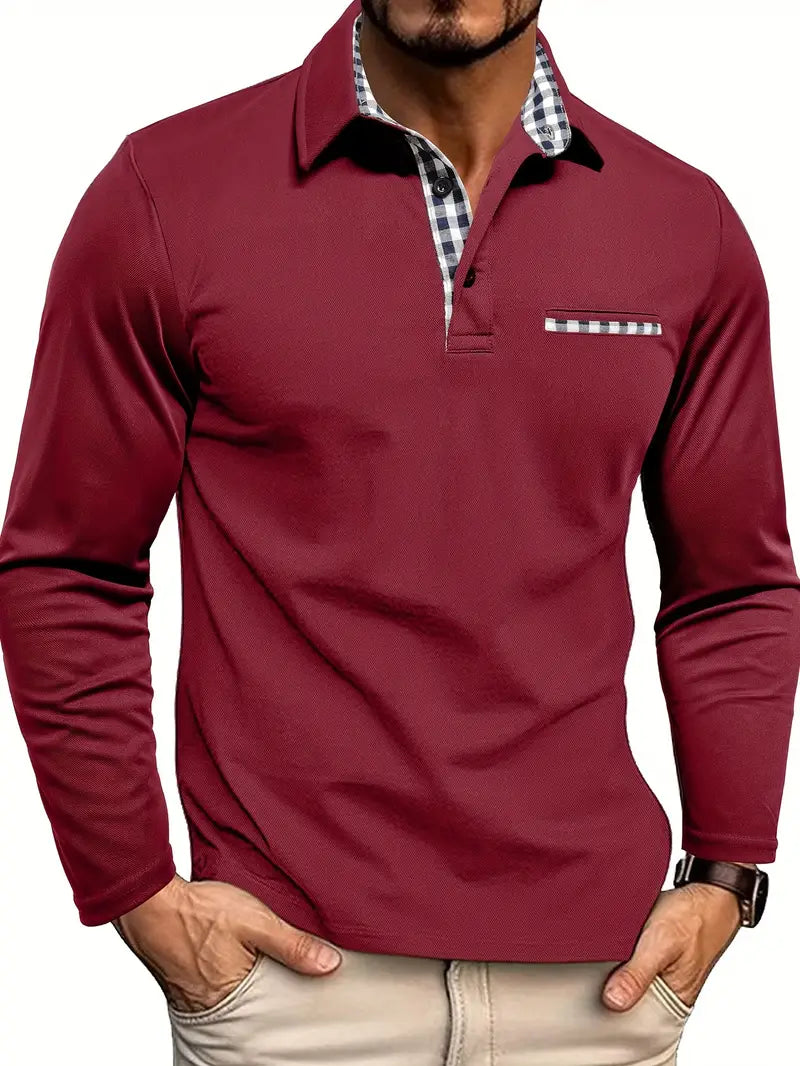 Classic Men's Long Sleeve Polo Shirt | Lightweight Fabric