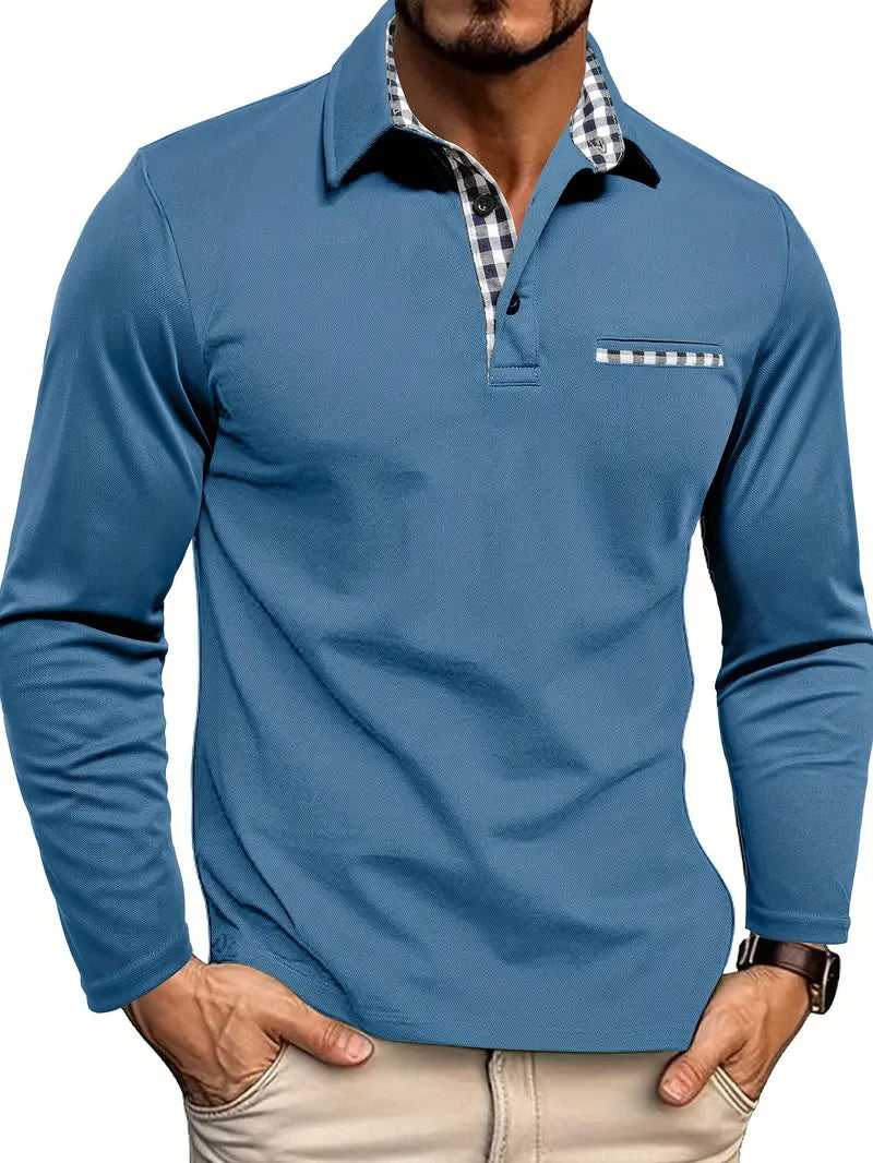 Classic Men's Long Sleeve Polo Shirt | Lightweight Fabric