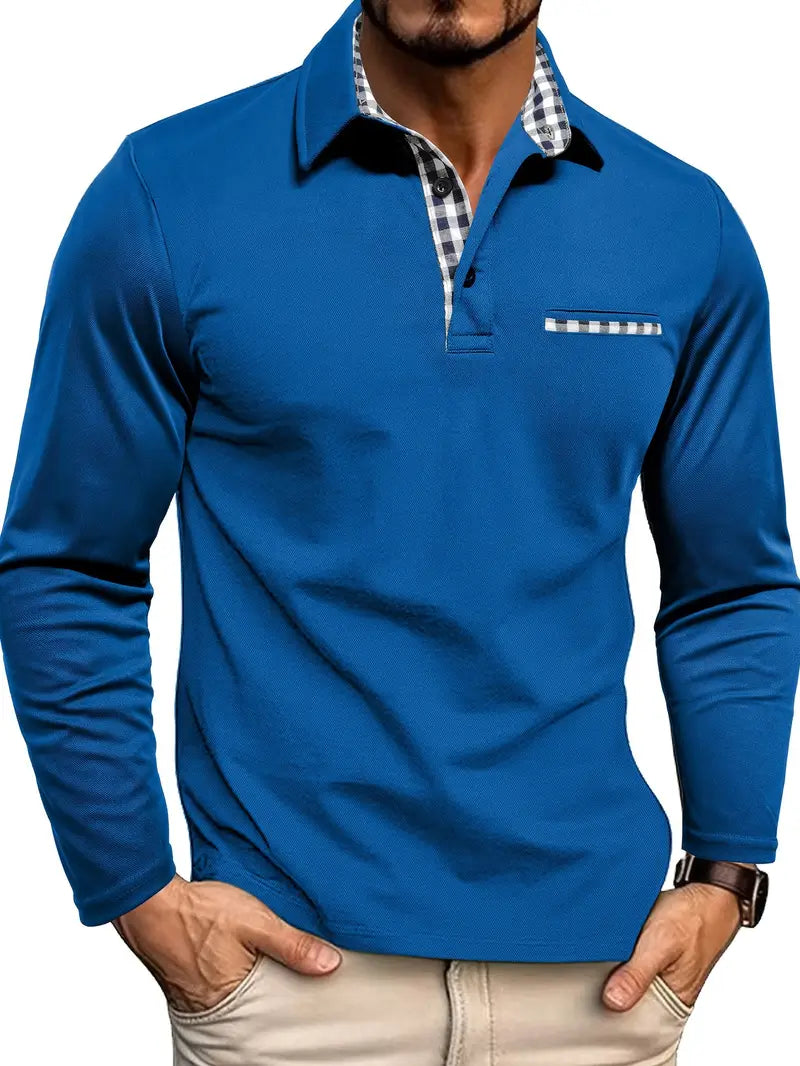 Classic Men's Long Sleeve Polo Shirt | Lightweight Fabric