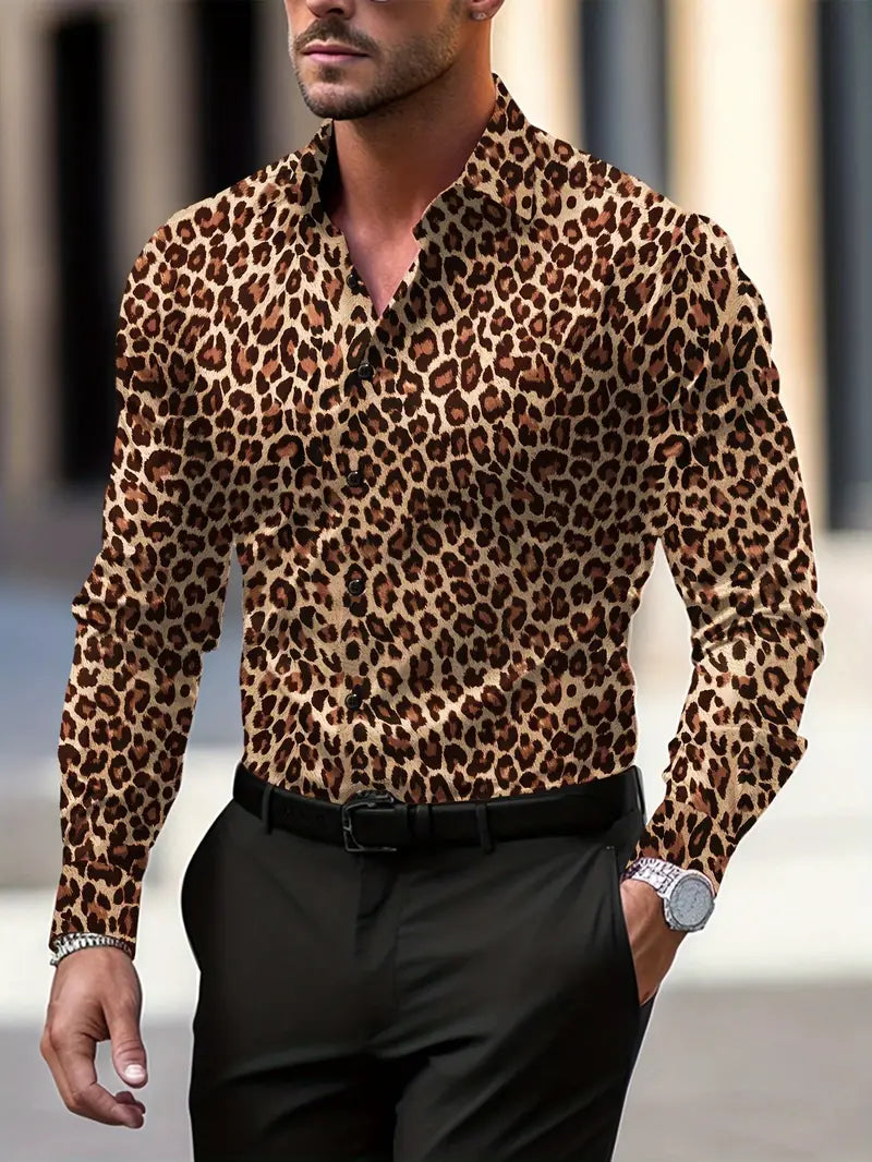 Daring Men's Shirt | Graphic Print Leopard Design, Tailored Fit 1