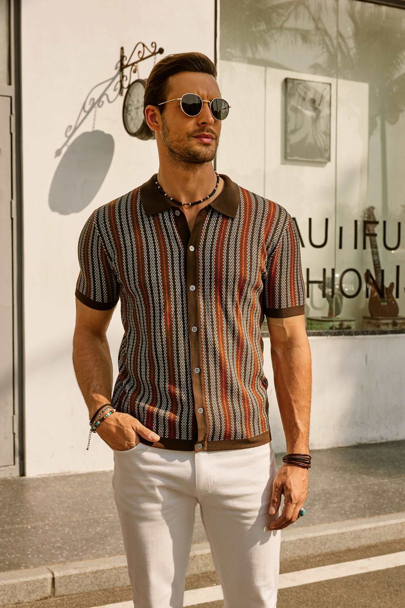 Felix Men's Polo Shirt | Retro Stripe Design, Breathable Fabric 0