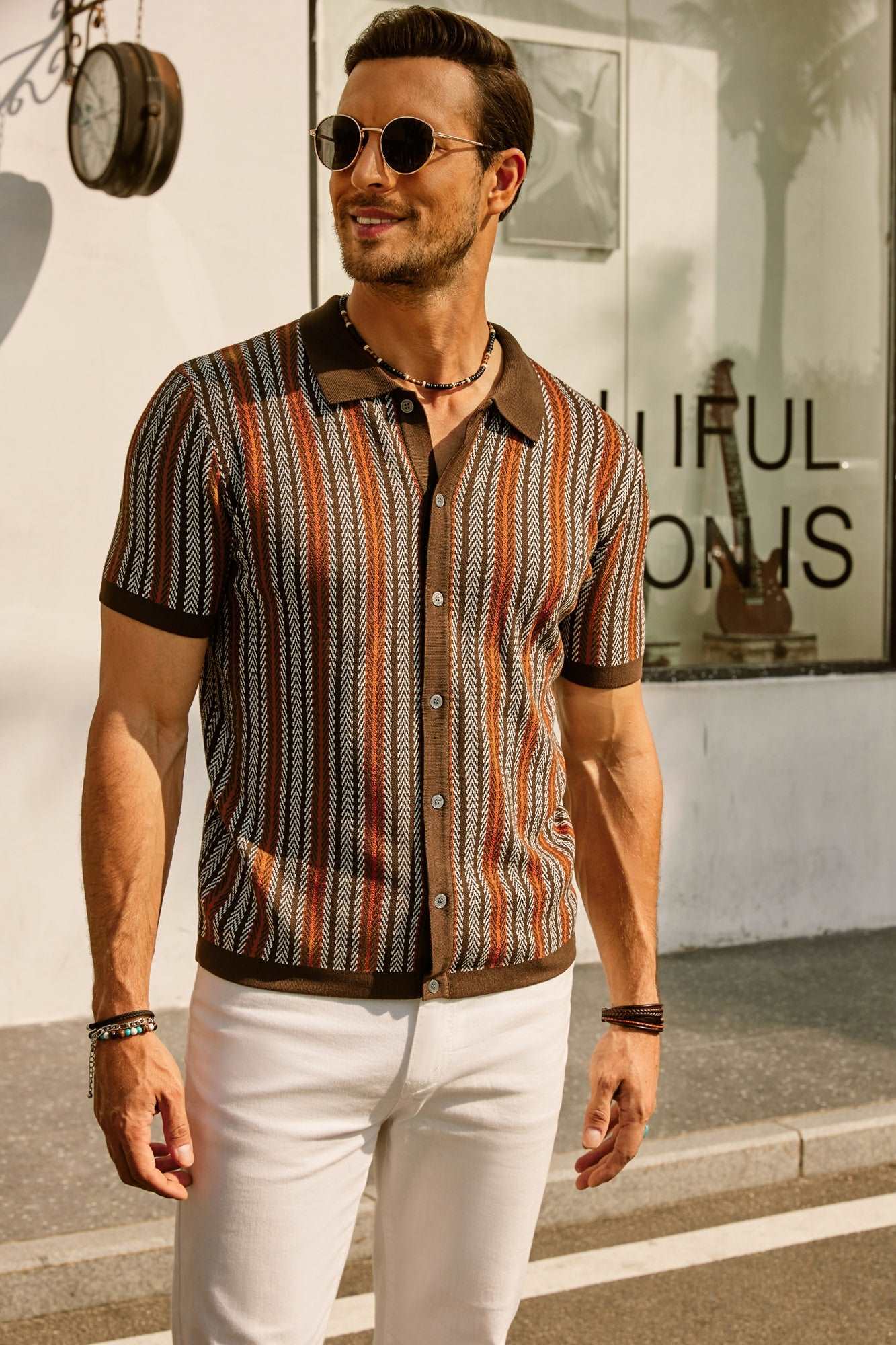 Felix Men's Polo Shirt | Retro Stripe Design, Breathable Fabric 3