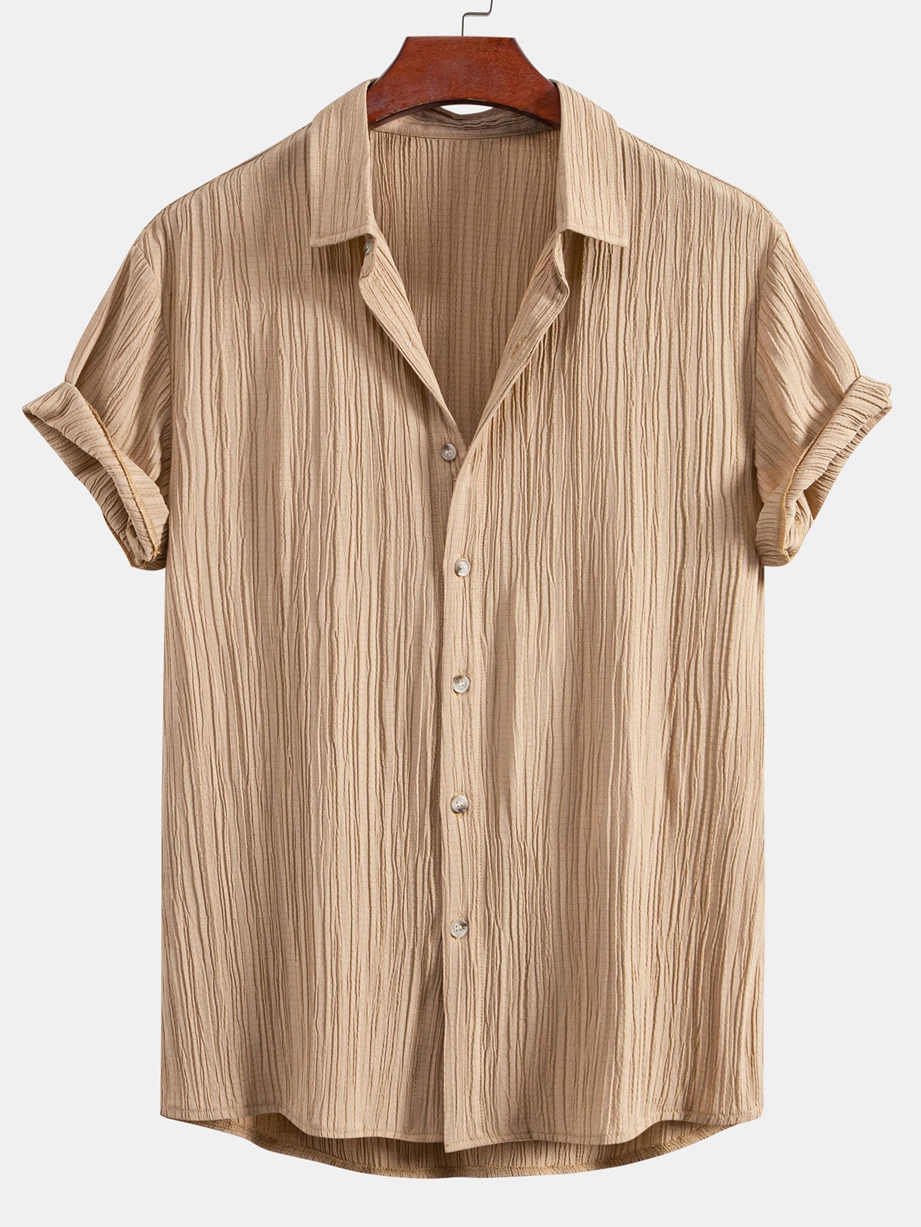 Men’s Crinkled Texture Button-Up Shirt – Ferazio