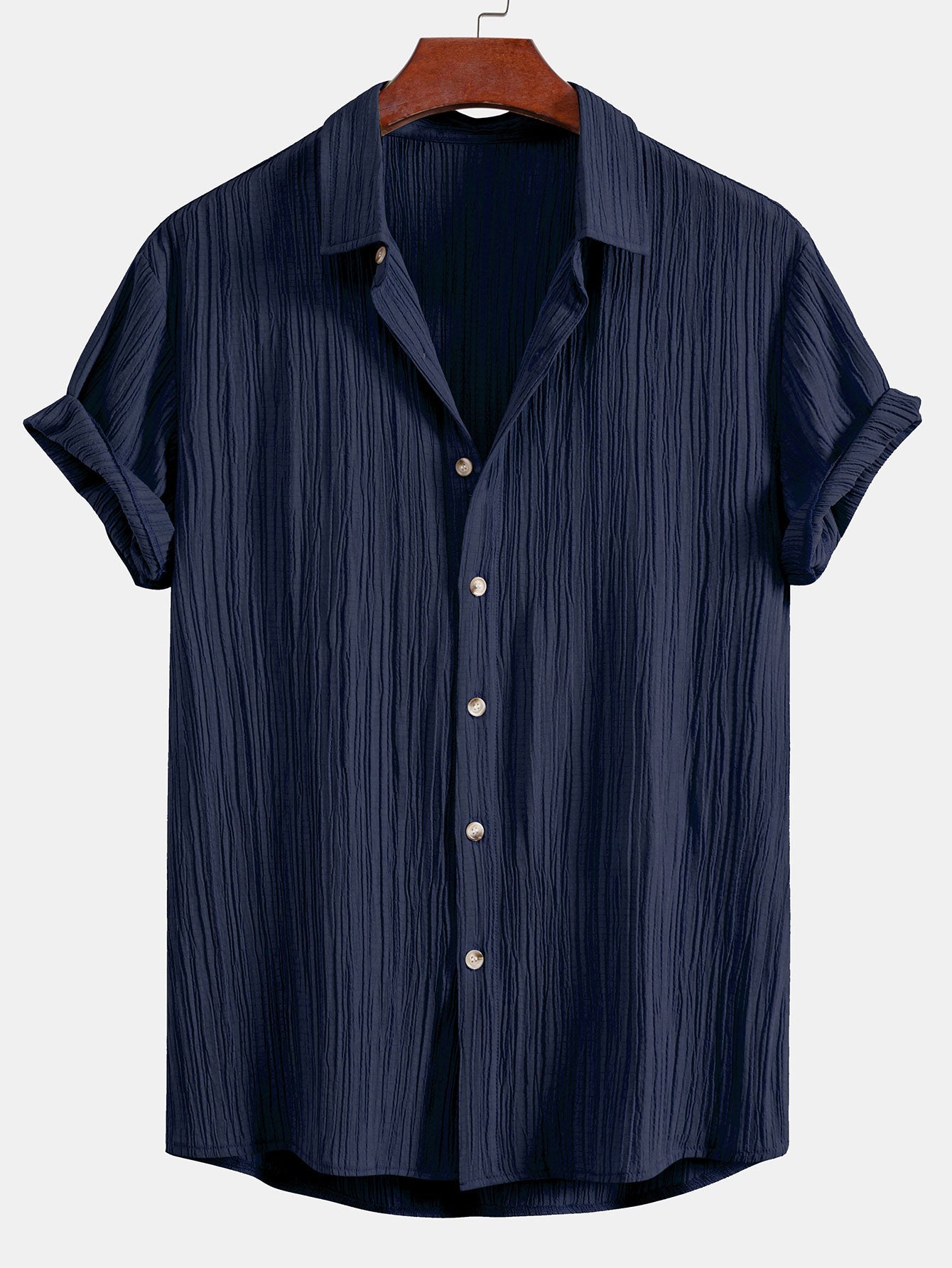 Men’s Crinkled Texture Button-Up Shirt – Ferazio