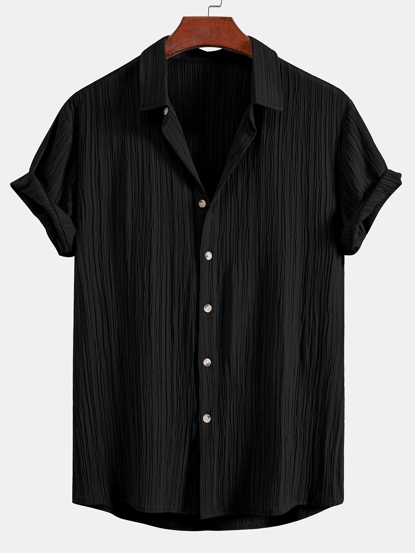 Men’s Crinkled Texture Button-Up Shirt – Ferazio