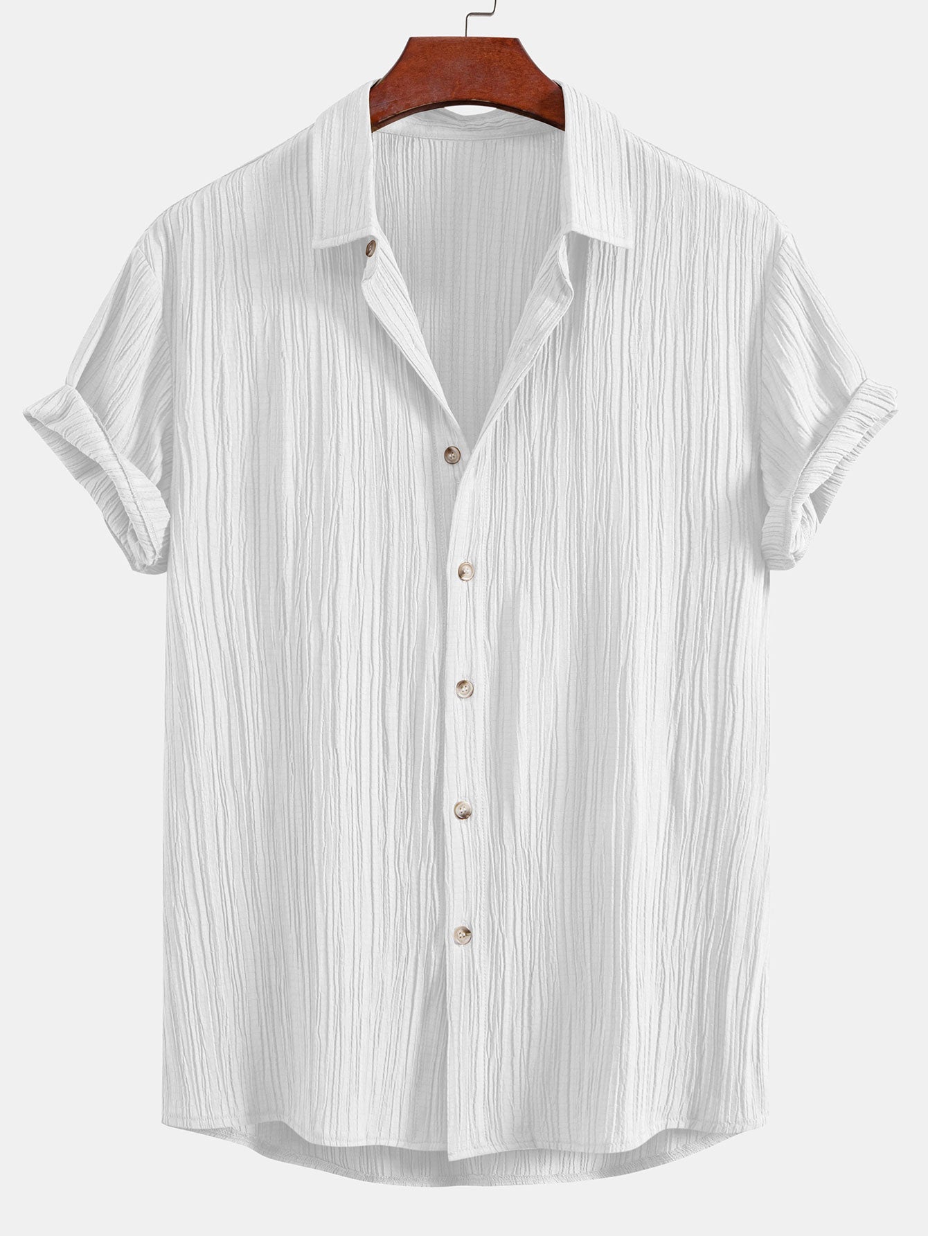 Men’s Crinkled Texture Button-Up Shirt – Ferazio