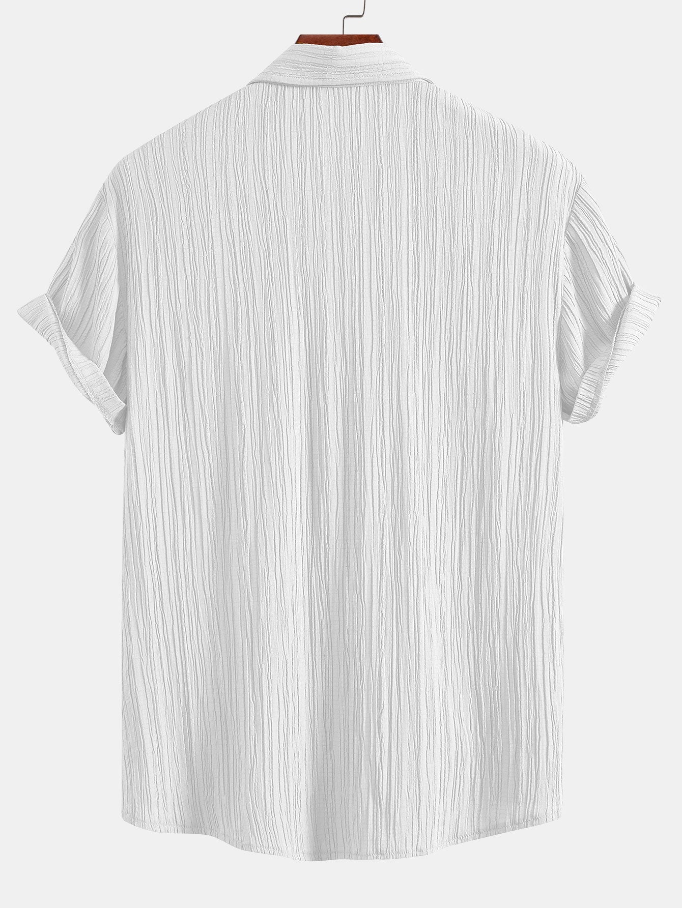 Men’s Crinkled Texture Button-Up Shirt – Ferazio