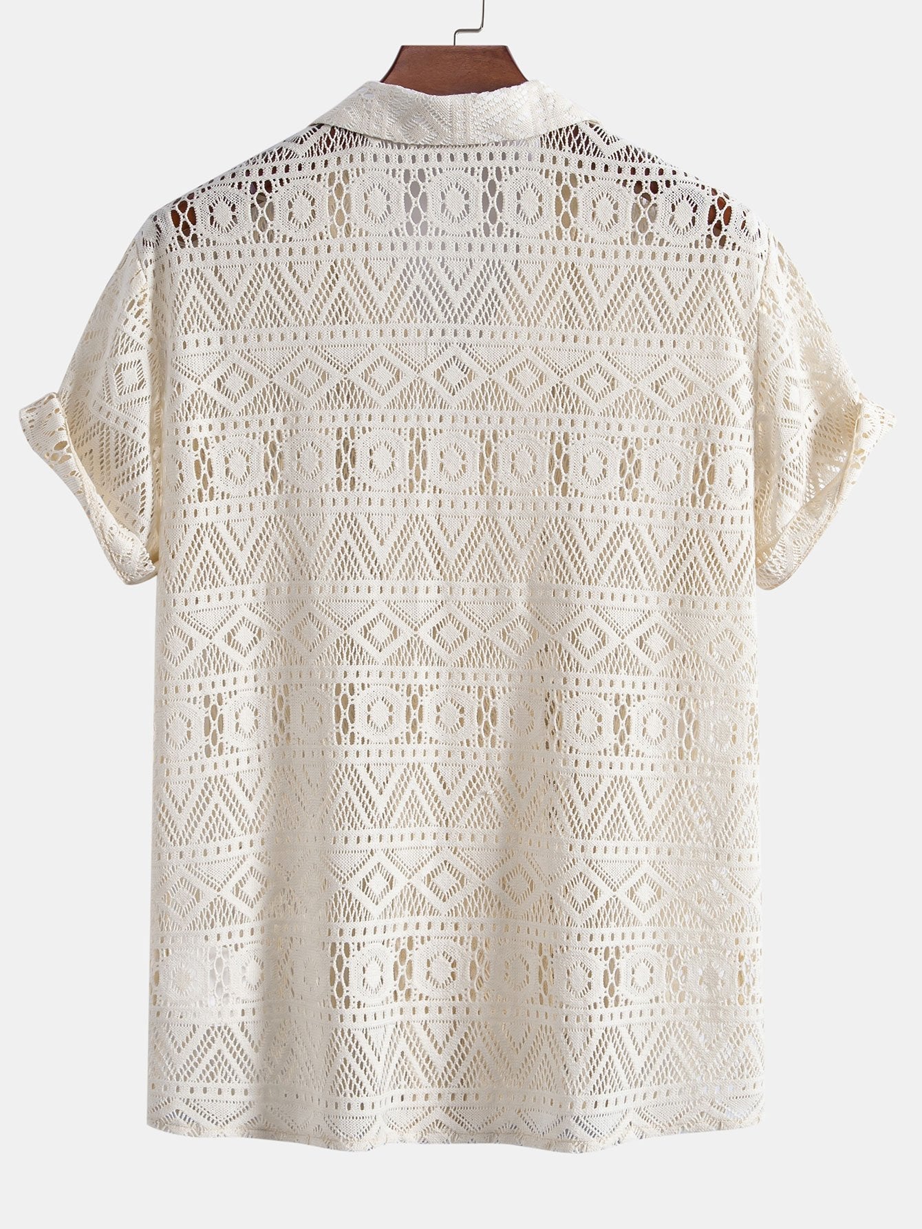Men’s Geometric Texture Cuban Shirt – Fereno