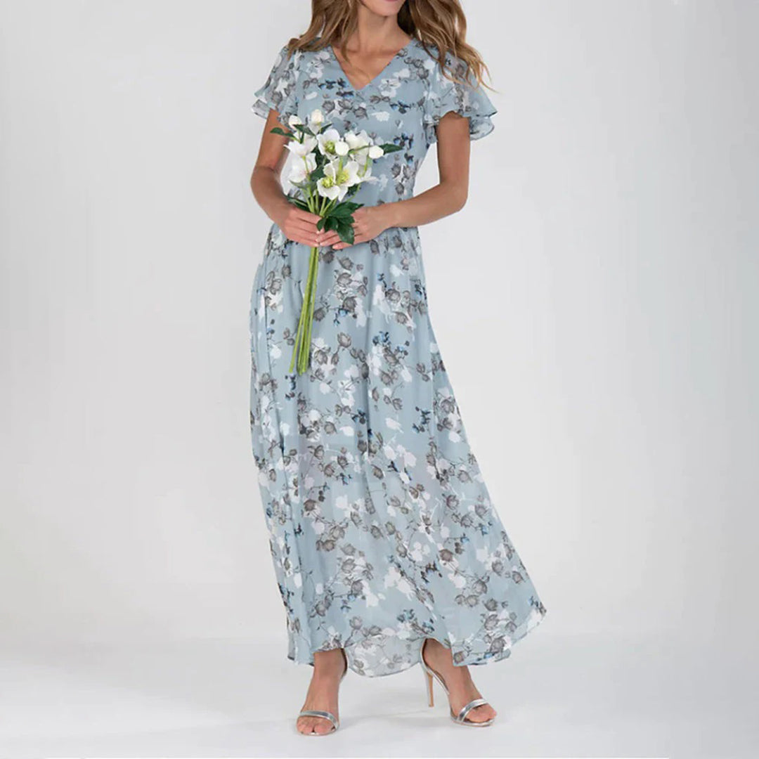 Floral V-Neck Maxi Dress – Isalda