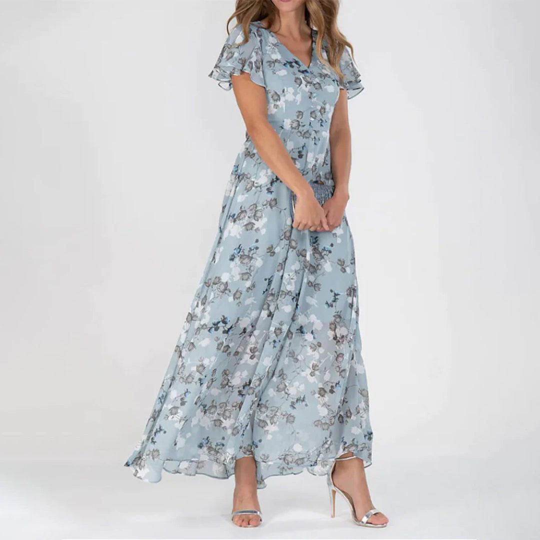 Floral V-Neck Maxi Dress – Isalda