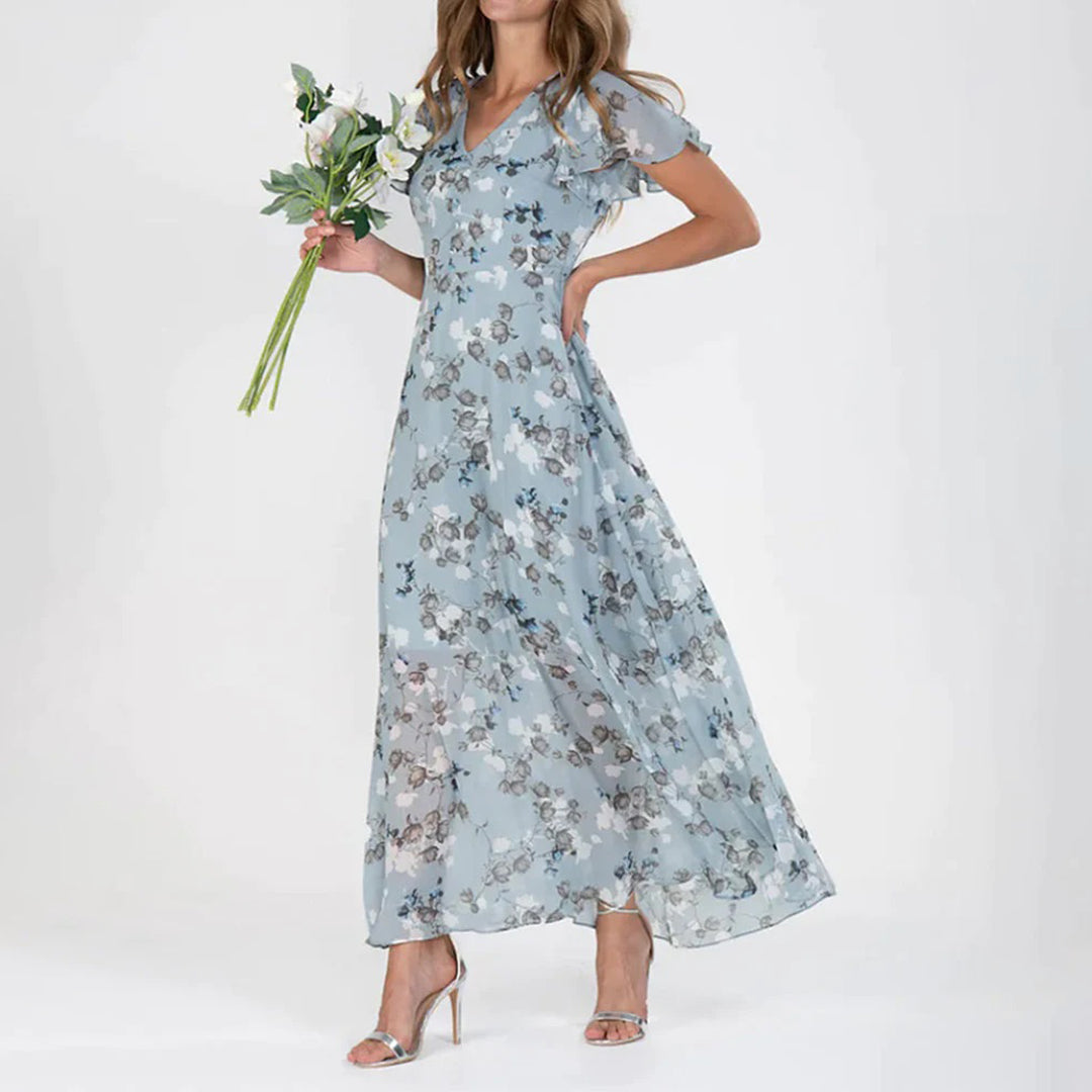 Floral V-Neck Maxi Dress – Isalda