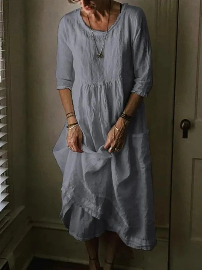 Lila Women's Midi Dress | Soft Linen, Casual Chic Summer Dress 3