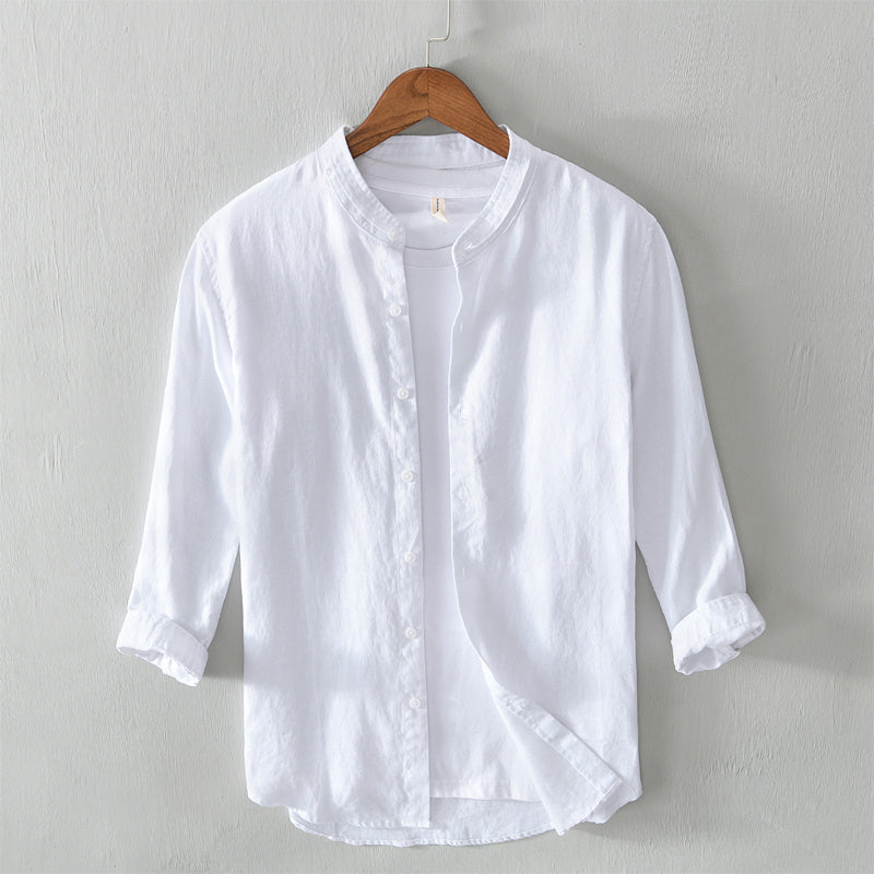 Lino Men's Linen Shirt | 3/4 Sleeve, Mandarin Collar 1
