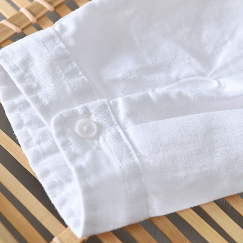 Lino Men's Linen Shirt | 3/4 Sleeve, Mandarin Collar 7