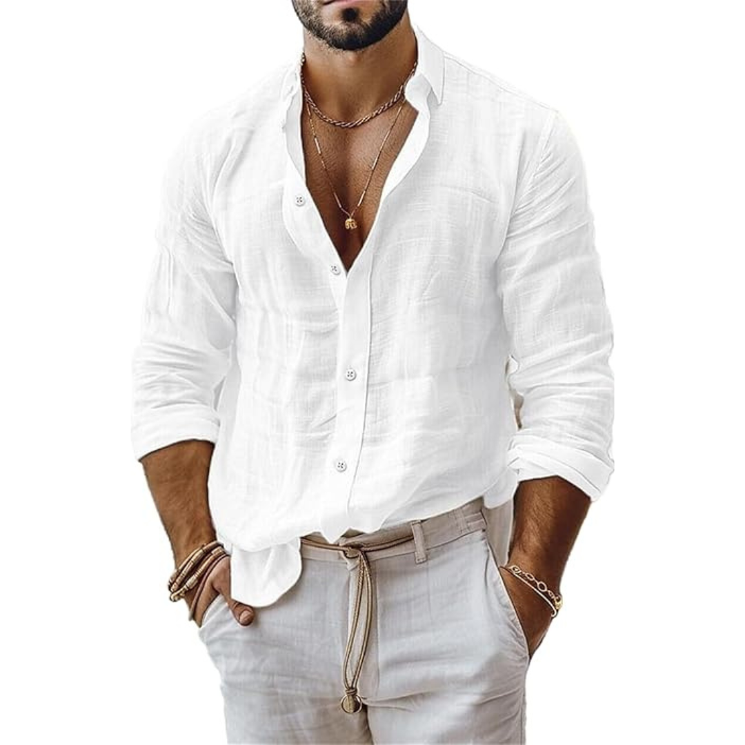 Lino Men's Slim Fit Shirt | Lightweight Linen, Summer Essential 1