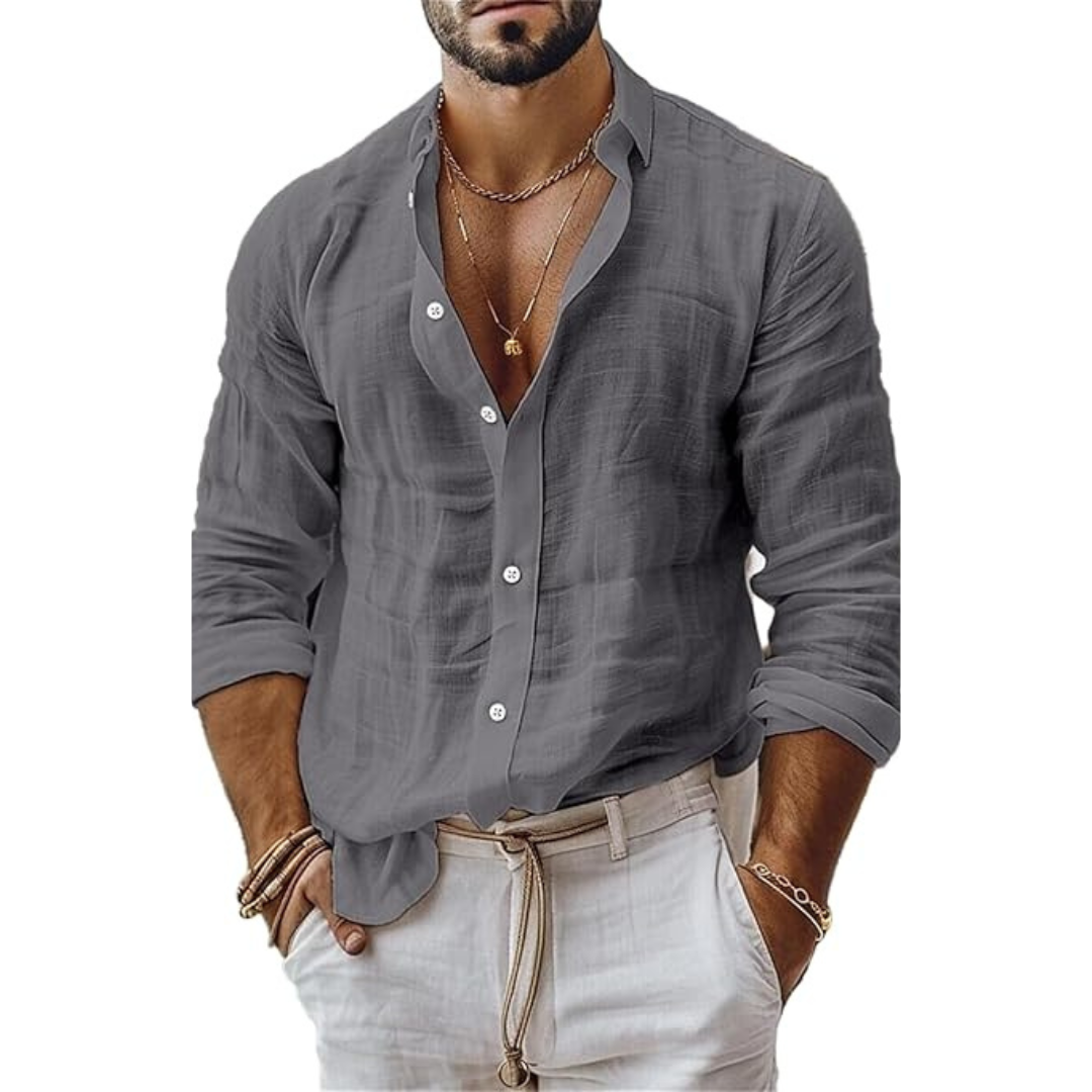 Lino Men's Slim Fit Shirt | Lightweight Linen, Summer Essential 3