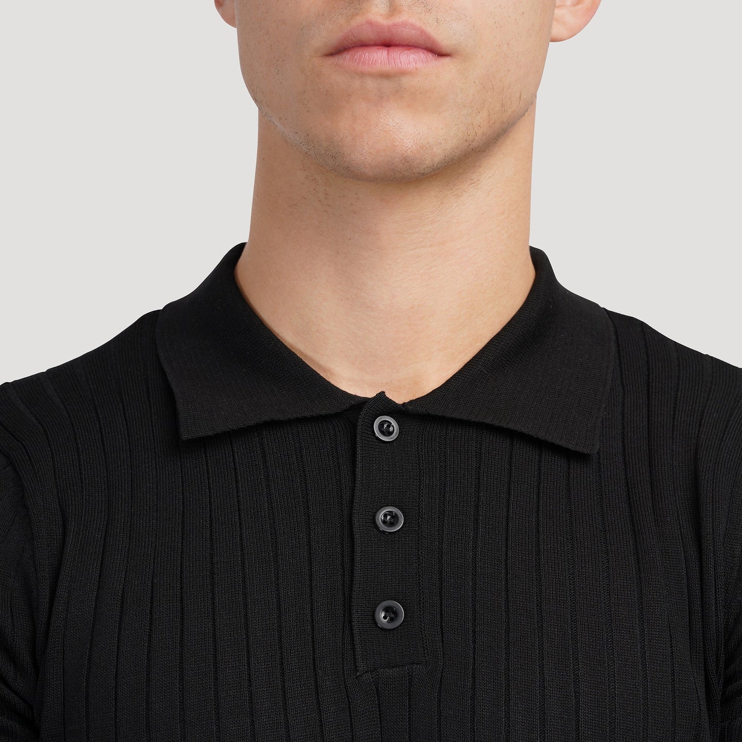 Ribbed Knit Polo – Marenzo