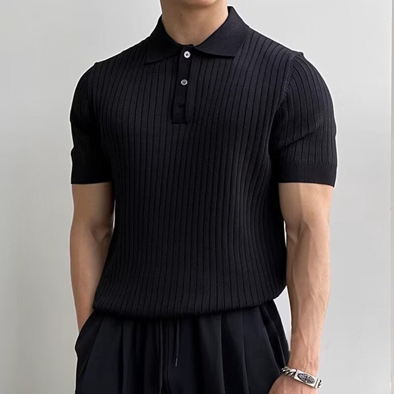 Ribbed Knit Polo – Marenzo
