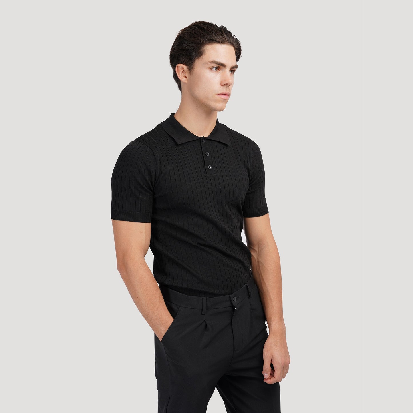 Ribbed Knit Polo – Marenzo