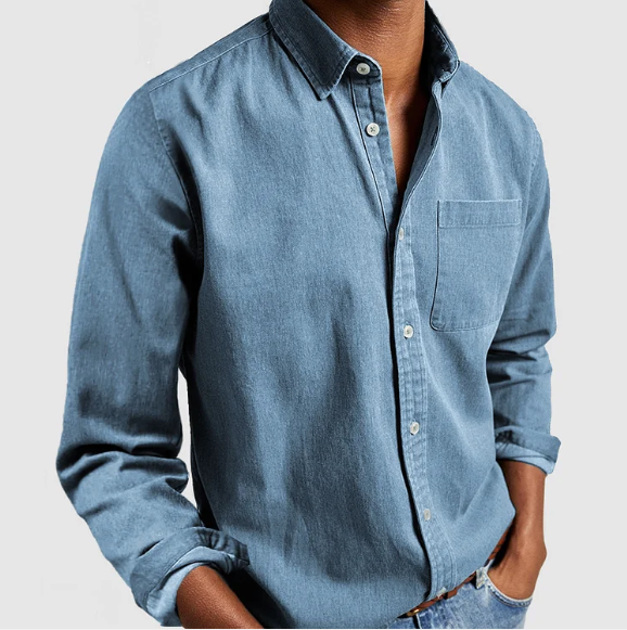 Max Men's Denim Shirt | Soft Cotton Blend, Classic Button-Down 7