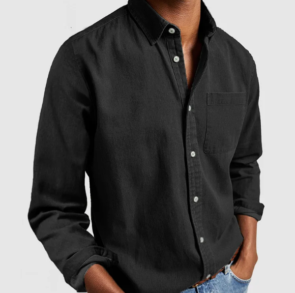 Max Men's Denim Shirt | Soft Cotton Blend, Classic Button-Down 9