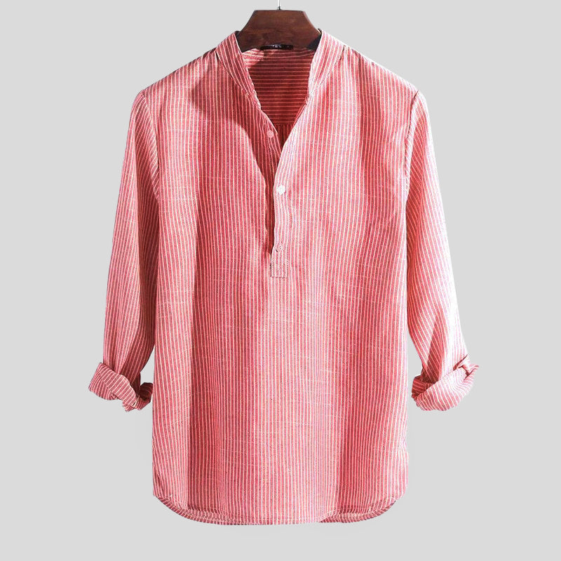 Max Men's Shirt | Lightweight Striped Henley, Casual Wear 1