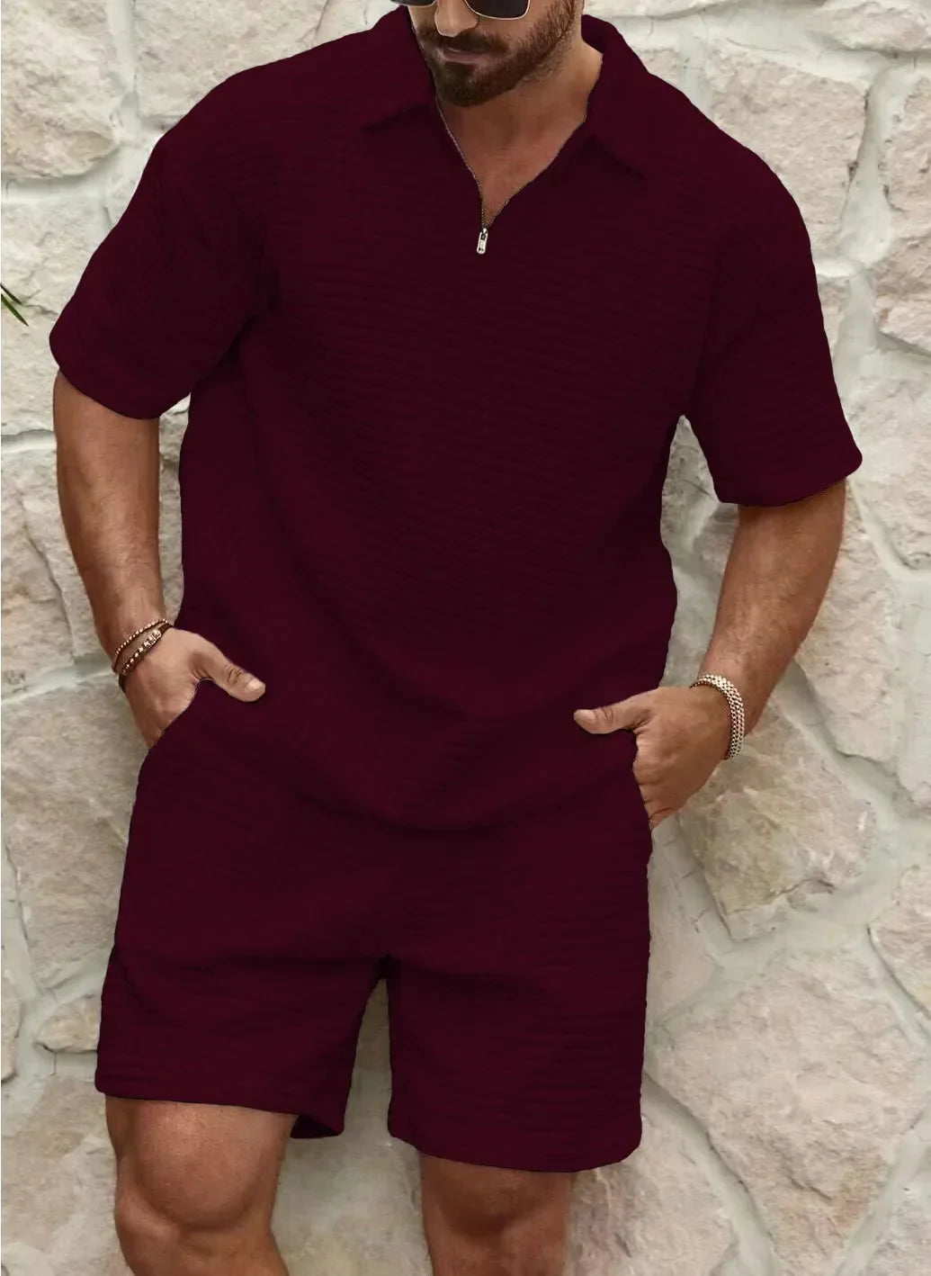 Max Men's Short Set | Waffle Knit, Casual 2