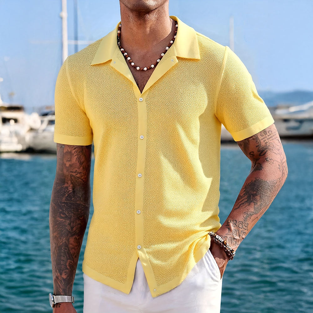 Miko Men's Knit Shirt | Silky Collar for Casual Elegance 1