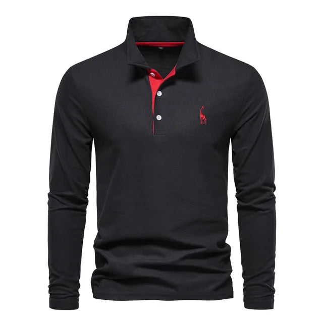 Calven - Casual Long Sleeve Polo Shirt