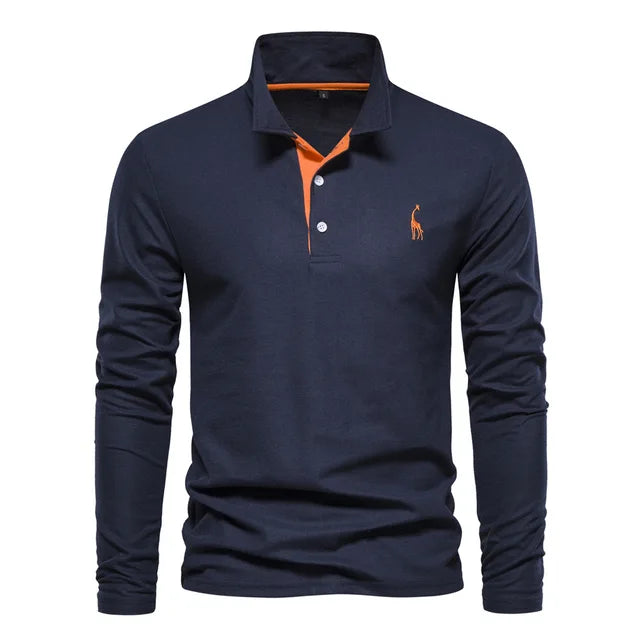 Calven - Casual Long Sleeve Polo Shirt