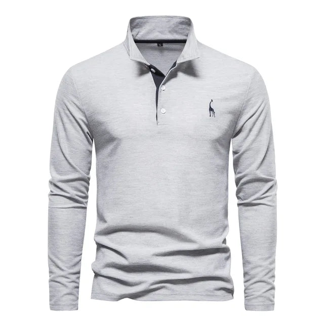 Calven - Casual Long Sleeve Polo Shirt