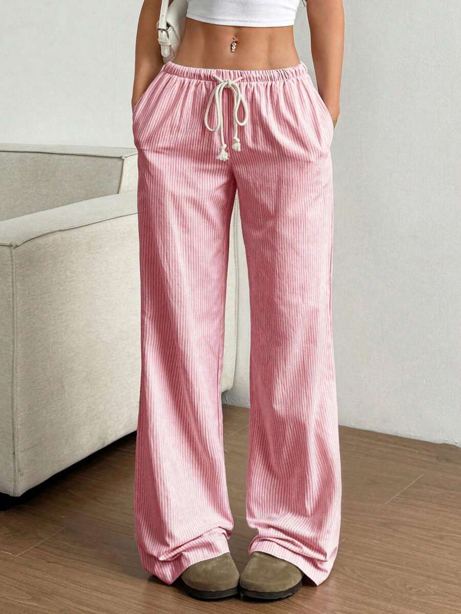 Striped wide-leg cotton trousers – Nuvella