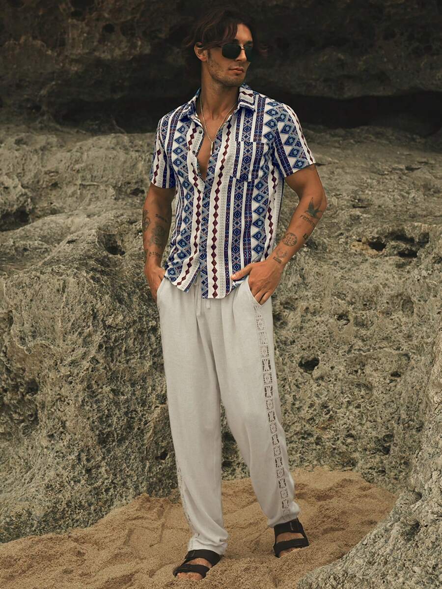 Geometric Print Cuban Shirt – Orvado