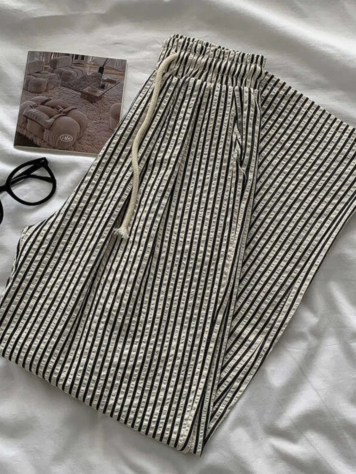 Striped high-waisted summer trousers – Savelle