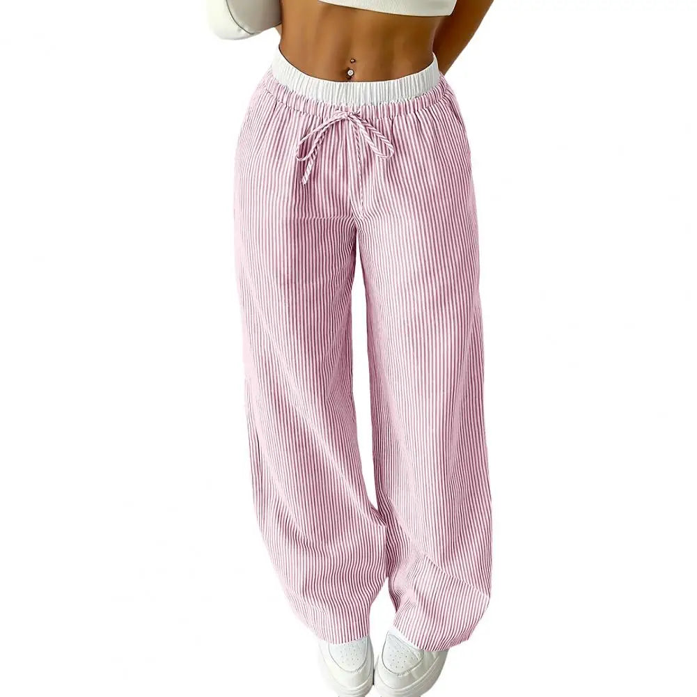 Striped wide-leg drawstring trousers – Serelle