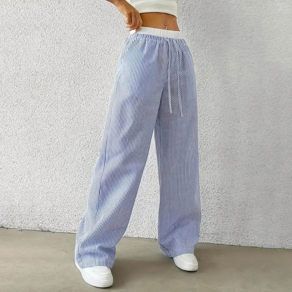 Striped wide-leg drawstring trousers – Serelle