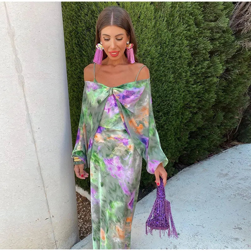 Sienna Women's Maxi Dress | Halo-Dye Print, Elegant Summer Style 0