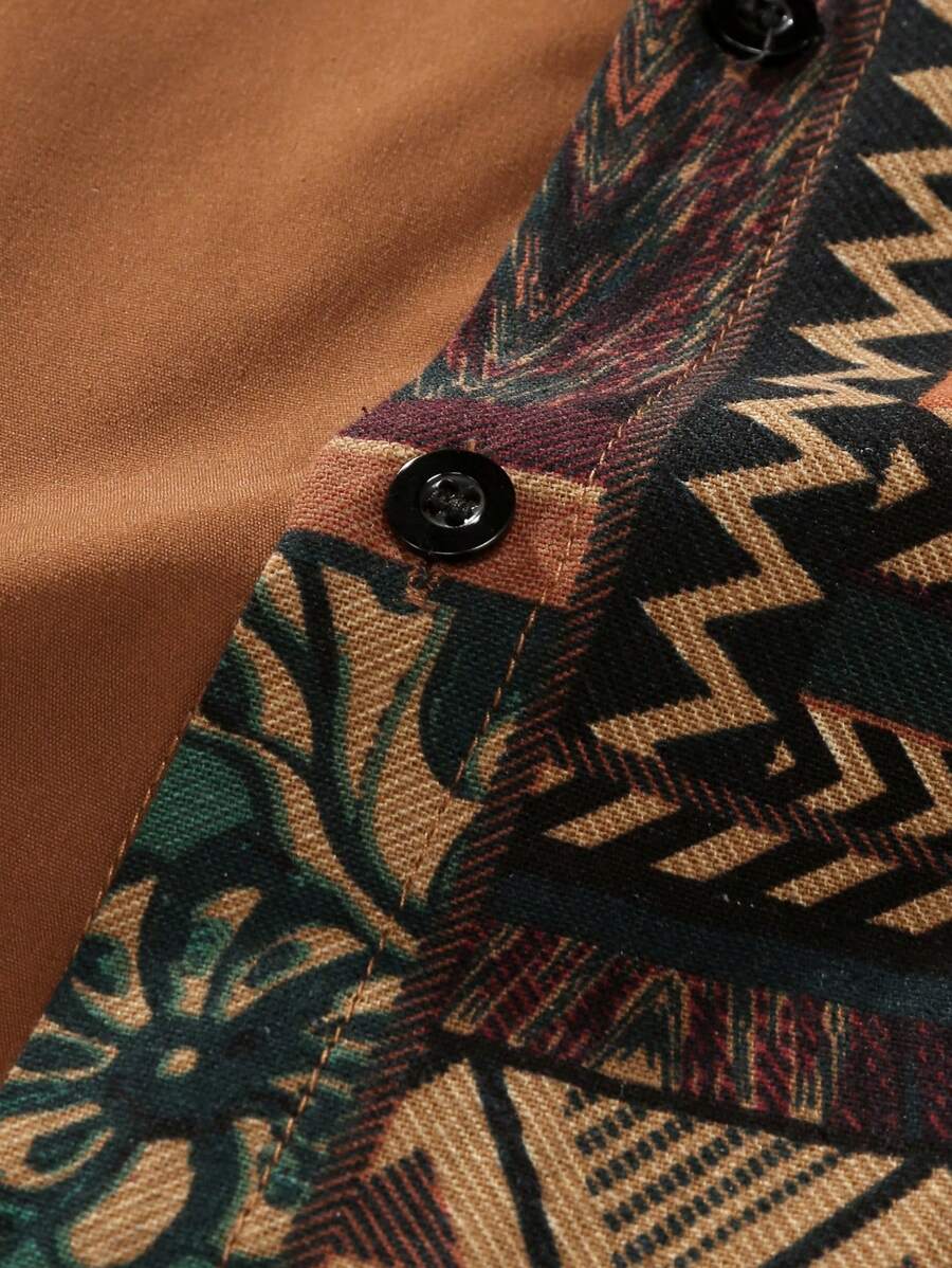 Men’s Patchwork Short Sleeve Shirt – Talvoro