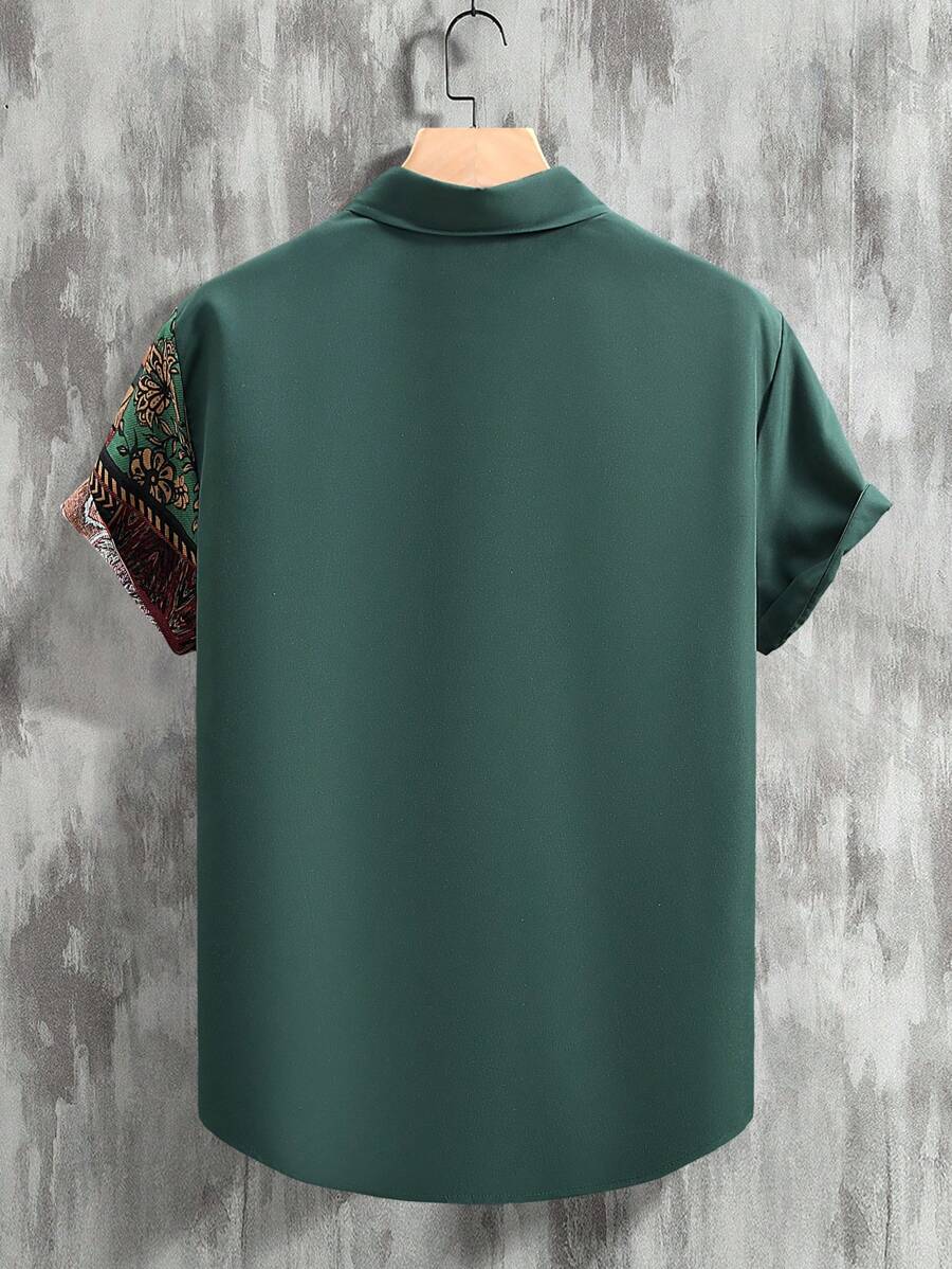 Men’s Patchwork Short Sleeve Shirt – Talvoro